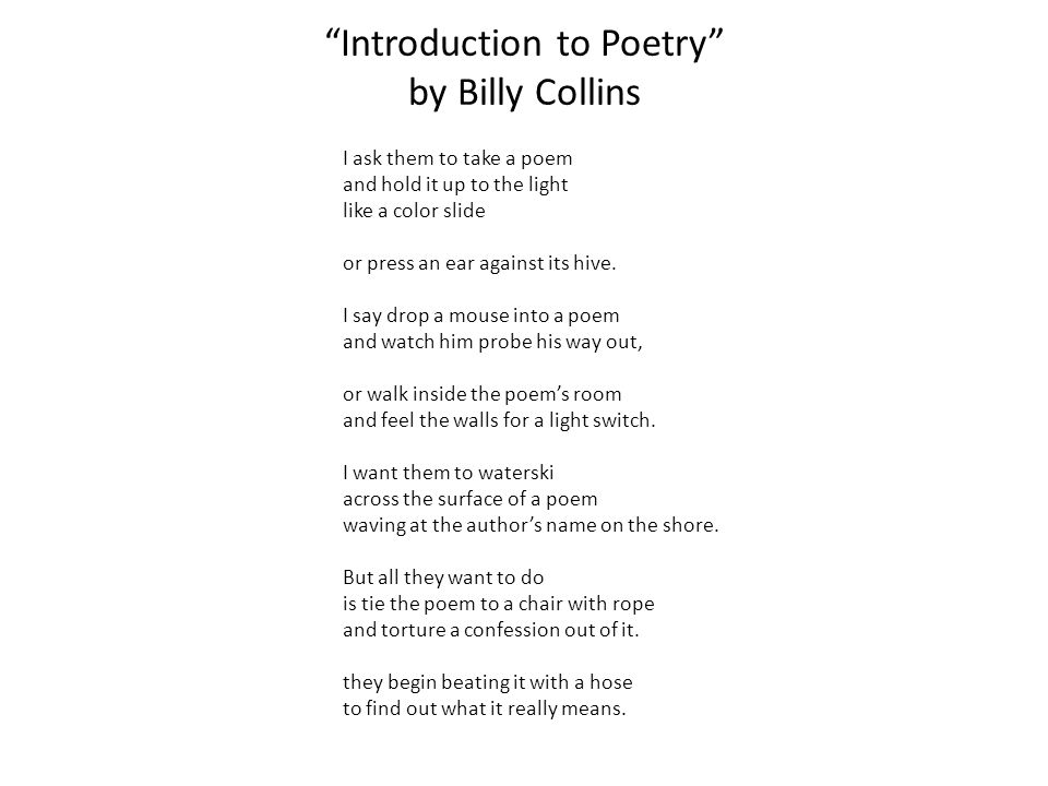 “Introduction to Poetry” by Billy Collins